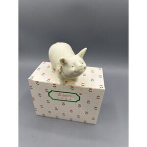 Dept 56 Easter 1998 Pig Figurine White Ceramic Pig w Box